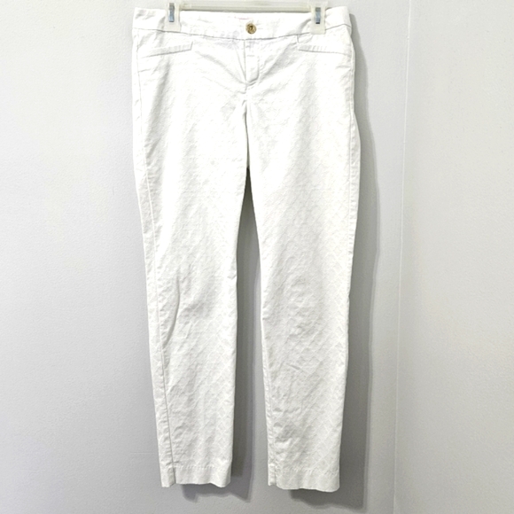 Lilly Pulitzer Kelly Womens Textured Ankle Skinny Pant Cottagecore White Small 4 - Picture 3 of 9